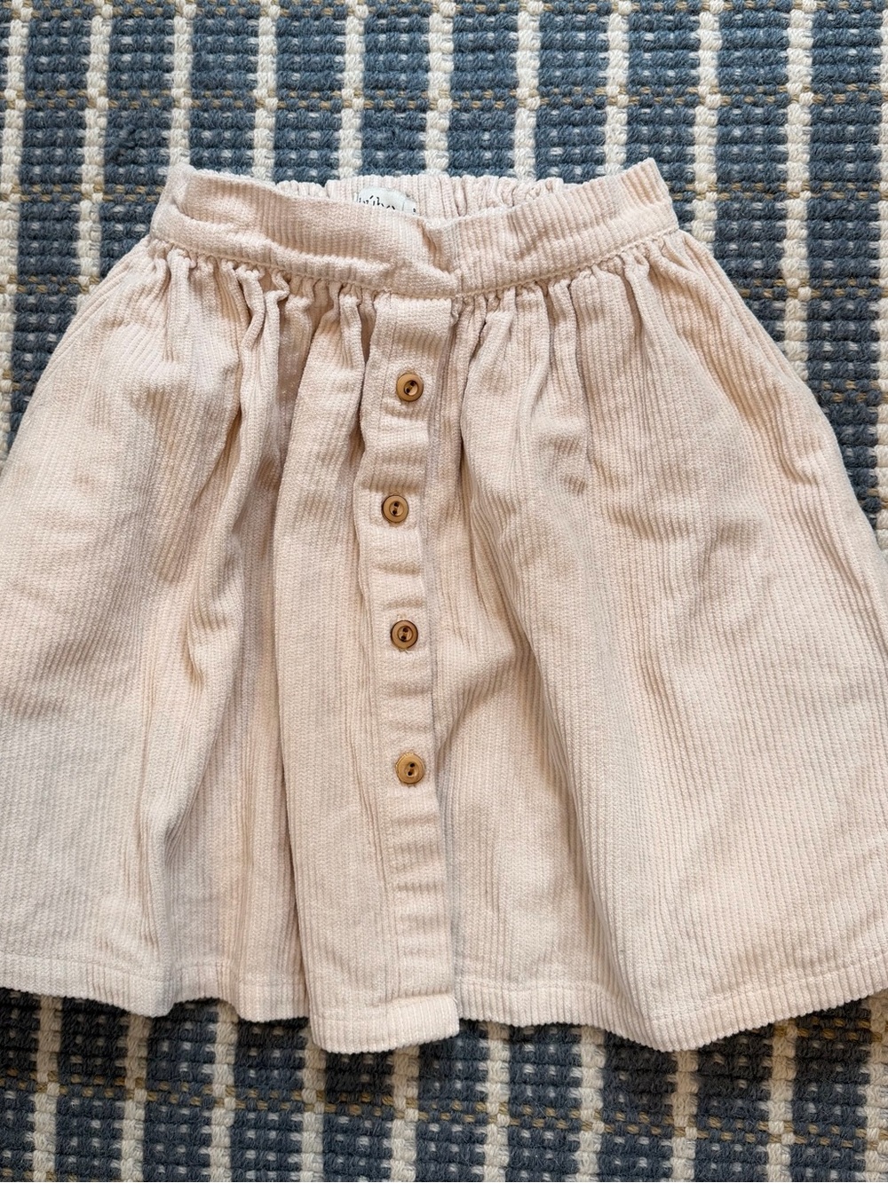 Girls' Button-Front Corduroy Skirt in Light Cream